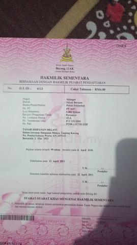 Selangor Sekinchan Agricultural Leasehold Land For Sale 1