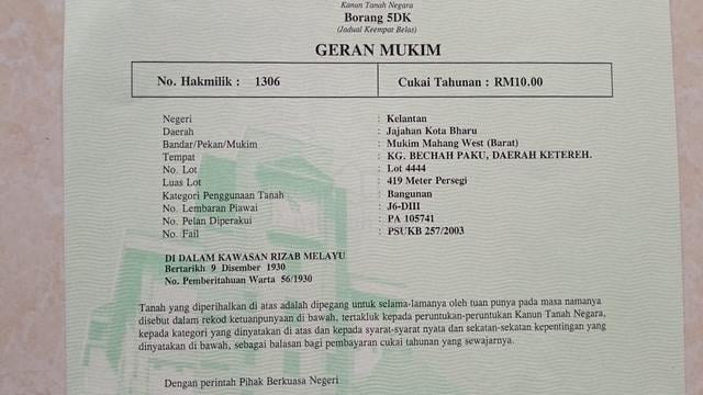 Tanah Lot Banglo Tepi Jalan Utama Kok Lanas 1