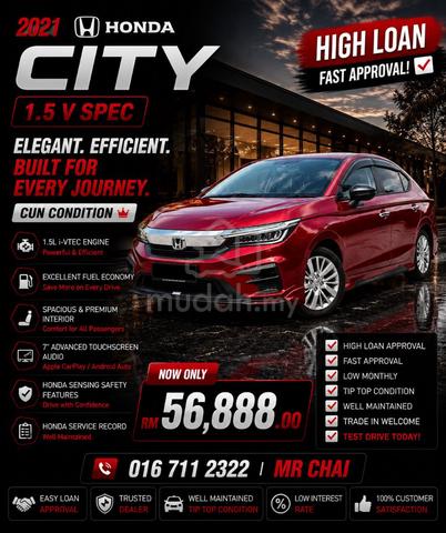 -2021 Honda CITY 1.5 V (A) HONDA SERVICE FULL LOAN - 1