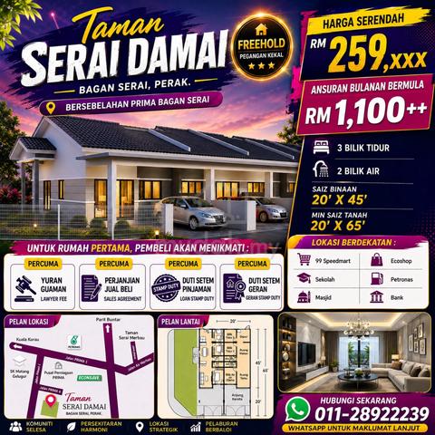 TAMAN SERAI DAMAI FOR SALESπCASHBACK 20k | FULL LOAN 1