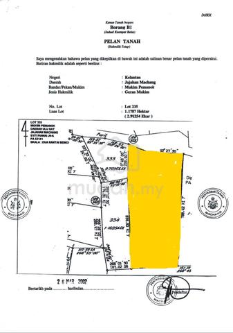 Tanah untuk dijual - Kg Kemuning, Machang 1
