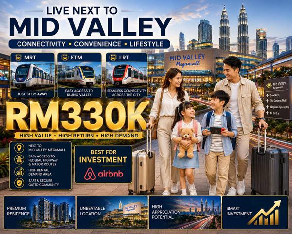 AIRBNB Invest Near Midvalley @ 2-3 R Dualkey | Next to MRT, LRT, KTM 1