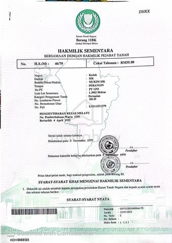 Penjualan Tanah Tepi Empangan Beris, SIK, KEDAH. 1