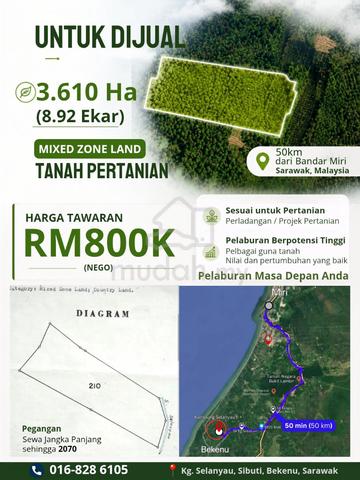 TANAH UNTUK DIJUAL | Tanah Pertanian | Kpg Selanyau, Bekenu, Sarawak 1