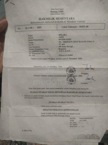 Lokasi: Kg. Tersusun Lipat Kajang Fasa 11, Mukim Jasin, Daerah Jasin, 1