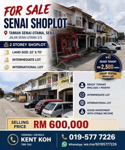 For Sale Senai Shoplot – Taman Senai Utama 1