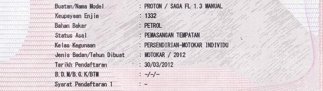 CASH OTR 2012 Proton SAGA 1.3 FL (M)PUSPAKOM READY - 2