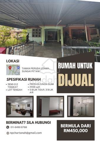 Rumah Semi-D 2 Tingkat Untuk DIjual - TAMAN PERUDA UTAMA 1