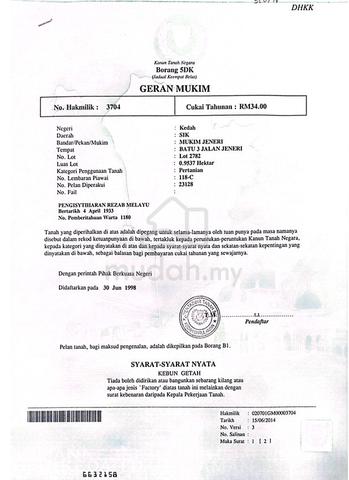 Tanah Kebun Getah Untuk Dijual 1