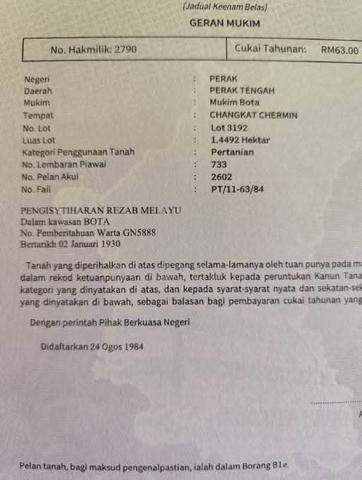 Tanah k/sawit 3.6 ekar di Changkat Cermin nak di jual. 1