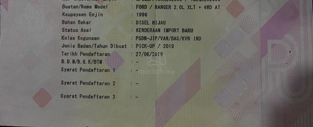 2019 Ford RANGER 2.0 XLT (A) [SERVICE RECORD] - 2