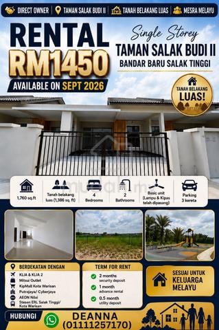Rumah Sewa Taman Salak Budi 2 Salak Tinggi 1