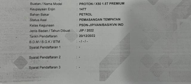 2022 Proton X50 PREMIUM 1.5L (A) [SERVICE PROTON] - 2