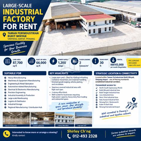 Bukit Minyak Large Scale Industrial Factory Warehouse For Rent ! 1