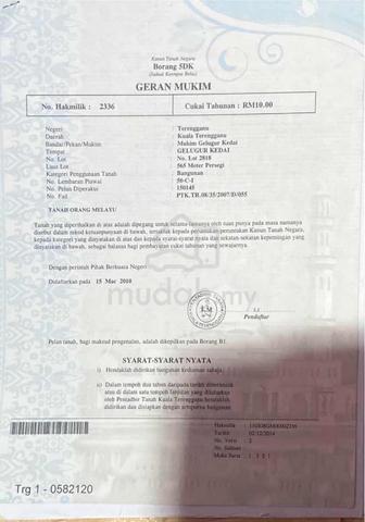 Tanah Bangunan 565㎡ Geran Mukim – Gelugur Kedai, Kuala Terengganu 1