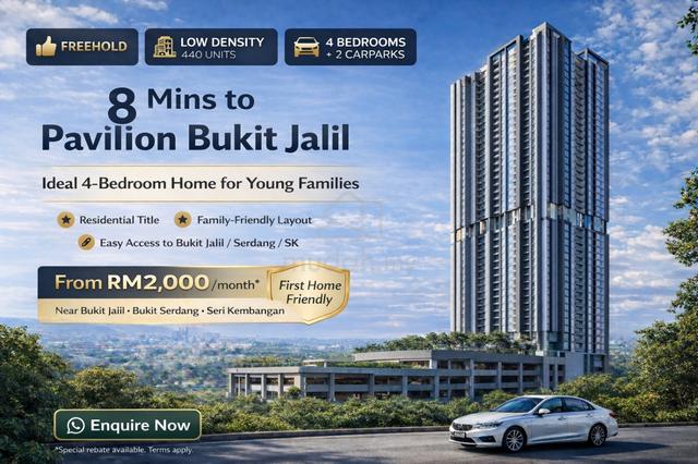 Serdang New Condo (Freehold, Low Density) Driving Distance to Pavillion Bukit Jalil 1