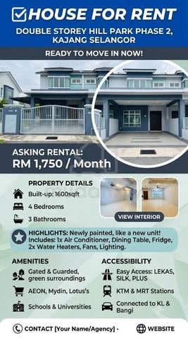 Double Storey Hill Park Phase 2, Kajang Selangor - Partially furnished 1