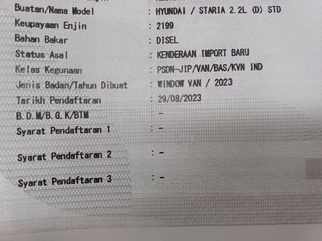2023 Hyundai STARIA 2.2 MAX (A) wrty2028 HIGH SPEC - 2