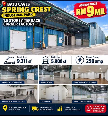 Batu Caves Corner terrace factory for sale - Spring Crest 1