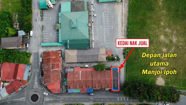 Hot Area! Rumah Kedai Manjoi End Lot Depan Jalan Utama 1