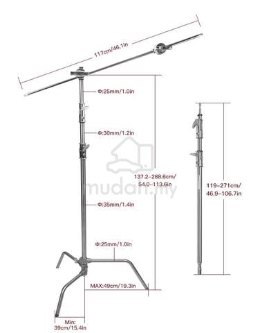 Heavy-Duty C-Stand with Boom Arm and Grip Head - photo 5 of 6