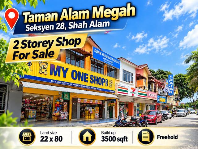 Freehold 2 Storey Shop Lot Taman Alam Megah Shah Alam Seksyen 28 1
