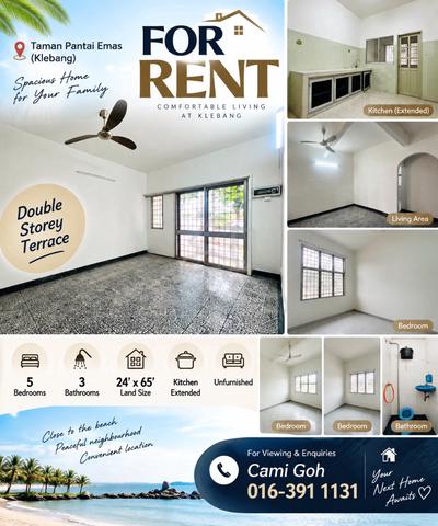 KLEBANG !! Double Storey House @ Tmn Pantai Emas 1