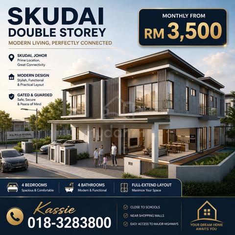 Non Bumi/Skudai/Double Storey/Freehold/Full Loan/LPPSA/22x70 &32x70 1