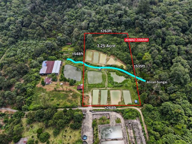 Freehold,saiz 3.25ekar,sungai gunung,kolam,kawasan Kampung–Rawang 1