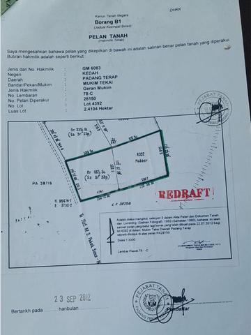 TANAH KEBUN KELAPA- Geran Individu, Kubang Kenyeng Pdg Terap 5