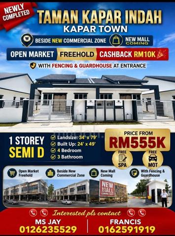 Kapar new completed semi d cashback rm10k last 5 units 1
