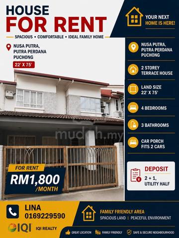 TWO storey nusaputra for rent for sept 1800 kemasukan segera 1