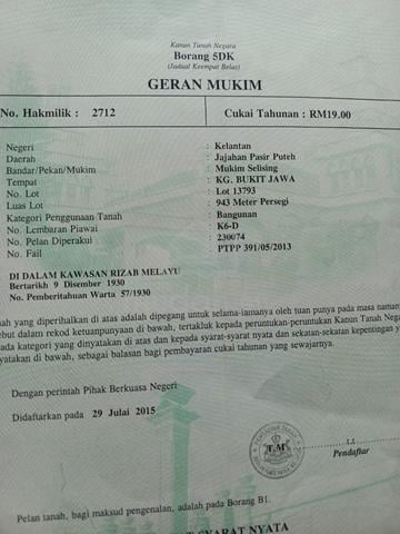 tanah untuk di jual di selising 1