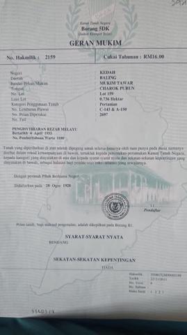 For Sale, Tanah Bendang - Kg Charok Akar, Mukim Tawar, Baling Kedah 1