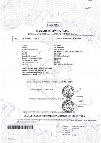 Tapak rumah untuk dijual 1