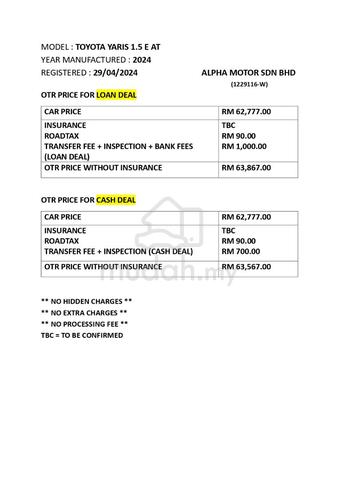 2024 Toyota YARIS 1.5 E (A) MILE 2K HRGA BEPATUTAN - 3