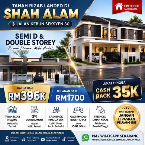 Cheapest Rizab Melayu Landed Di Sekysen 30 Shah Alam 1
