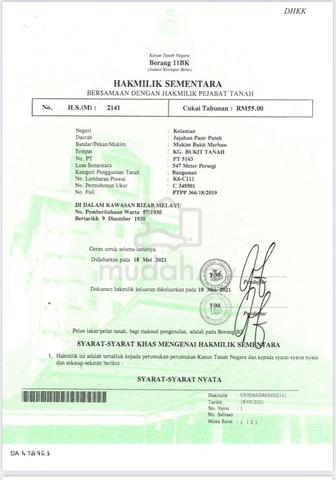 Bukit Merbau Pasir Puteh Tanah Lot Banglo Syarat Bangunan Utk Dijual 1