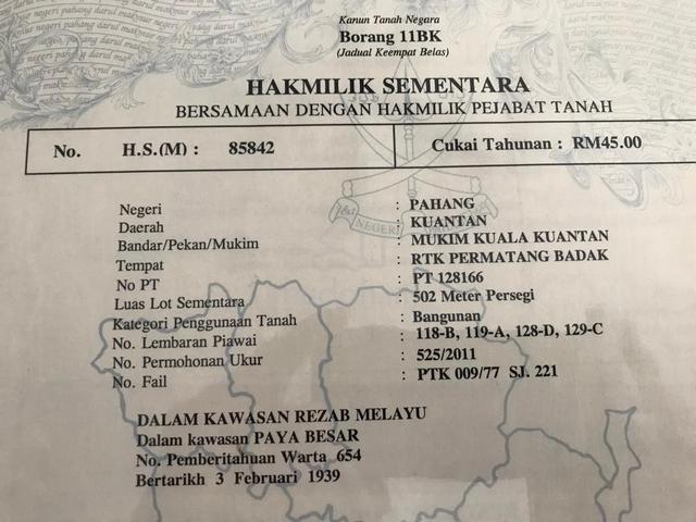 Tanah Lot Banglo Kg Chendering Permatang Badak Kuantan Untuk Dijual 1