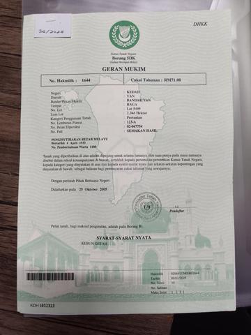 HOT!! Tanah di yan kedah berdekatan dengan masjid terapung yan 1