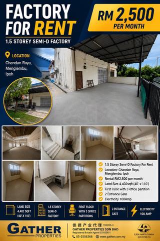 1.5 Storey Semi-D Factory For Rent, Menglembu, Ipoh 1