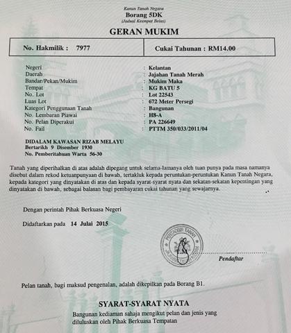 Tanah Lot Banglo Luas ( melebihi 7200 kaki persegi ) di KG BATU 5 1