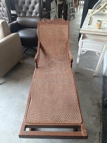 Kerusi panjang jati rotan lama antik - photo 2 of 4