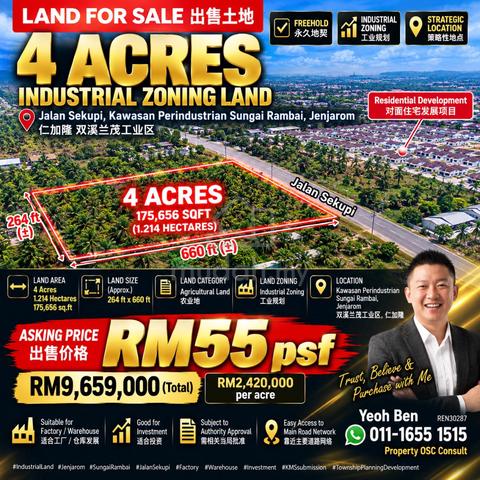 4 ACRES INDUSTRIAL ZONING LAND FOR SALE Jalan Sukepi, Jenjarom 1