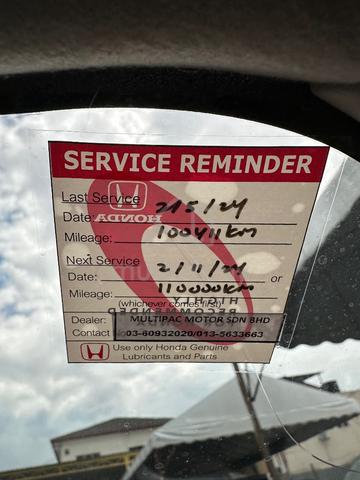 2018 Honda CITY 1.5 S (A) Honda Service Record - 2