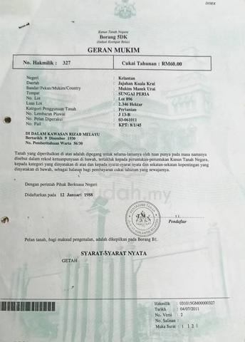 Kebun getah 5 ekar sungai peria harga murah 1