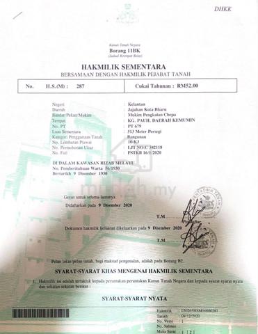 Dua Lot Tanah untuk Dijual di Pangkalan chepa ( dekat Airport) 1