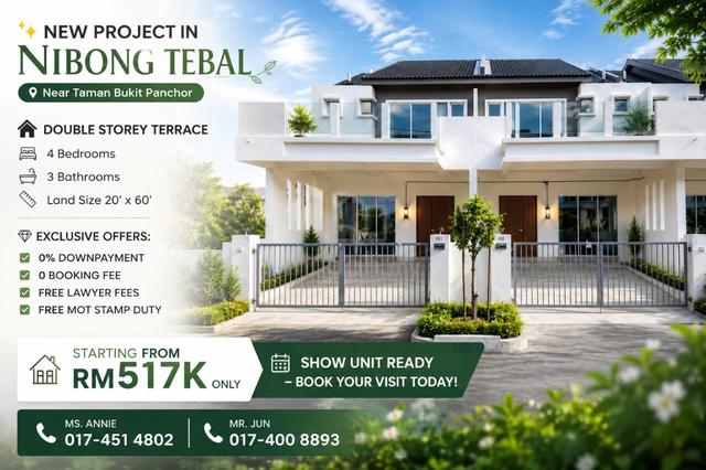 Full Loan_New Project 2 Storey Terrace near Bukit Panchor /KKM/ School 1