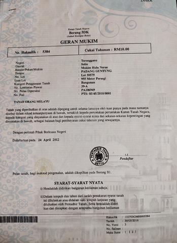 Tanah Luas Status Kediaman 1