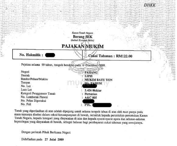 Tanah pertanian 6 Ekar untuk dilepaskan (Direct owner) 1